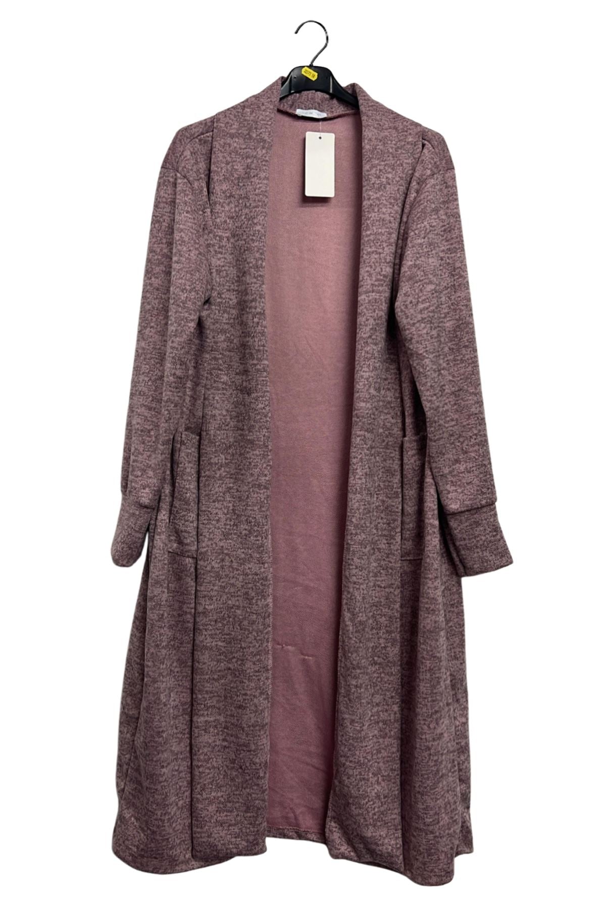 Plain Two Pockets Longline Duster Cardigan