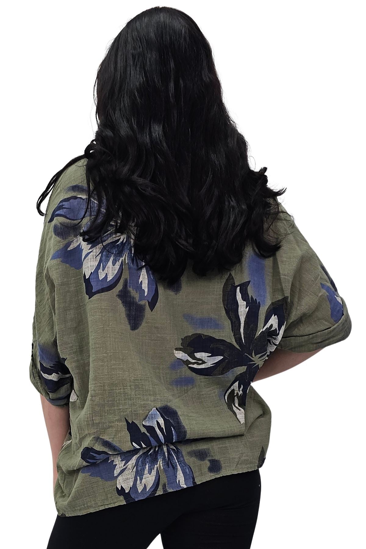 Floral Print Tunic Necklace Cotton Top