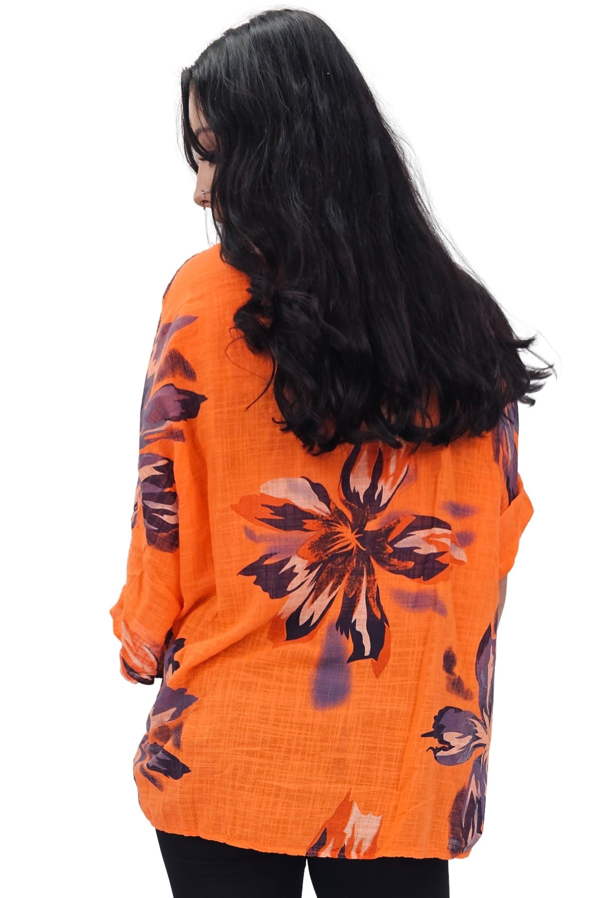 Floral Print Tunic Necklace Cotton Top