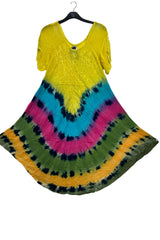Tie Dye Print Embroidered Detailing Dress