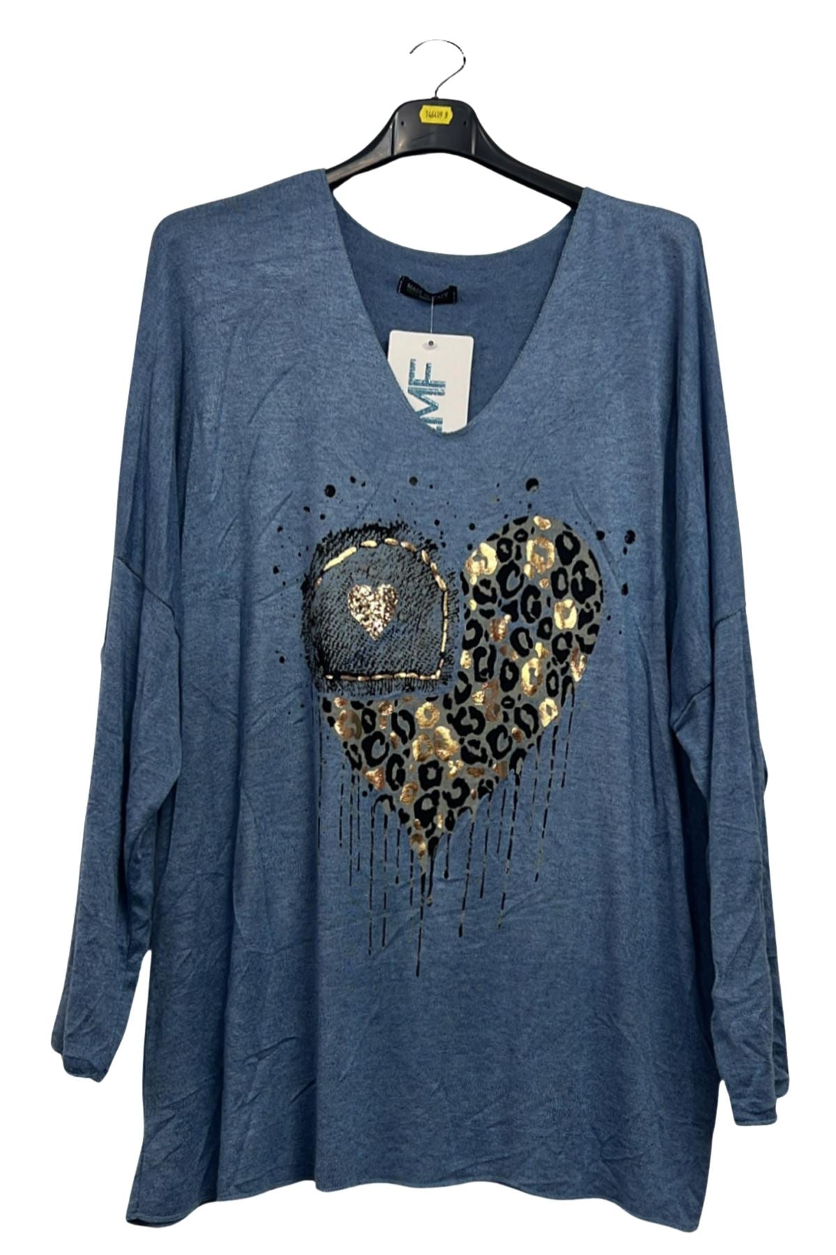 Sequin Leopard Heart Pattern Tunic Top