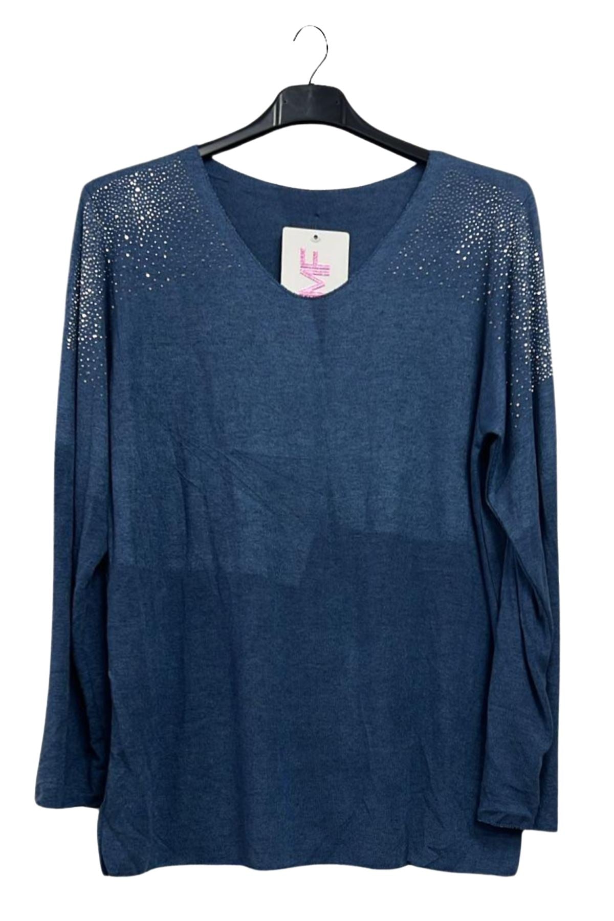 Plain Rhinestone Stud Detail Top
