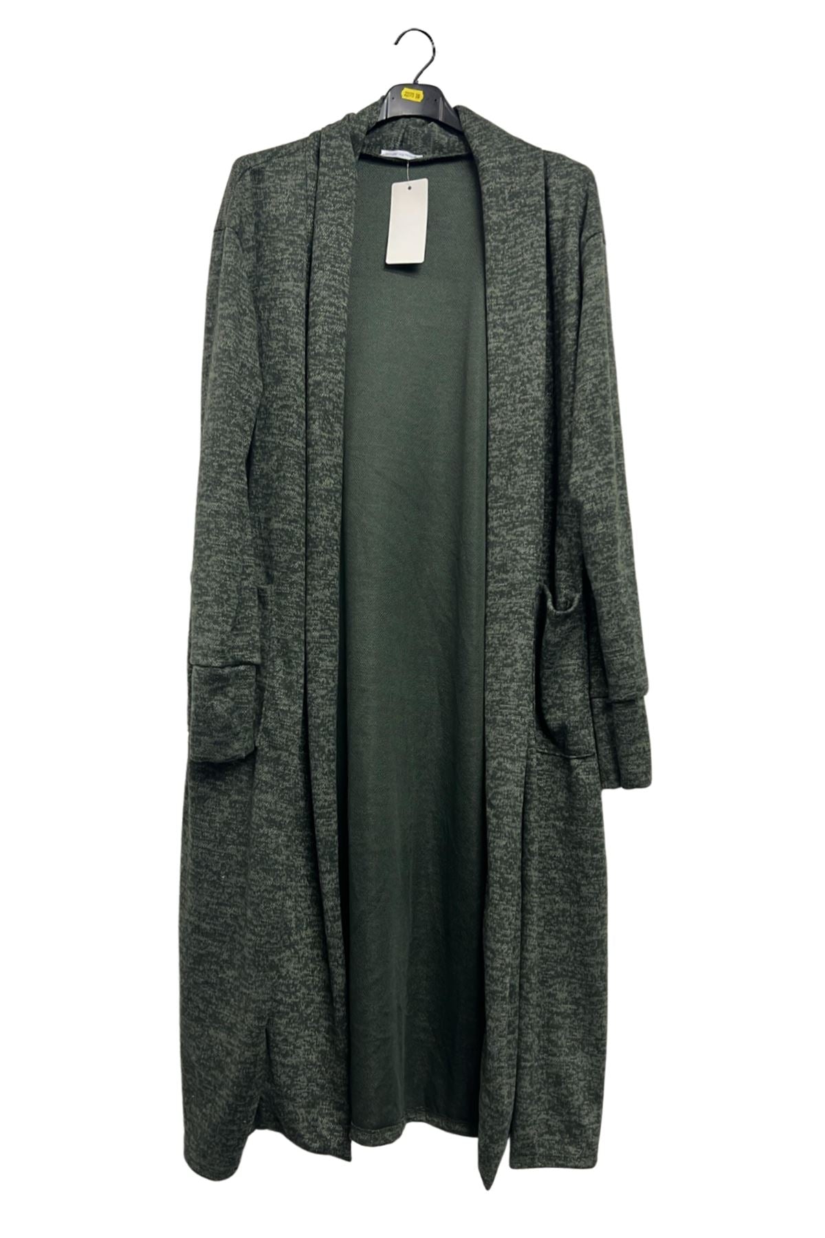 Plain Two Pockets Longline Duster Cardigan