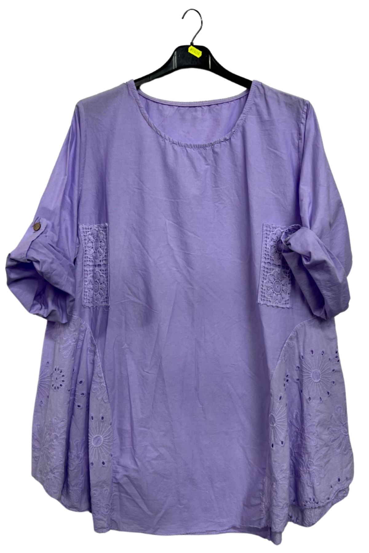 Plain Crochet Patch Pockets Cotton Top
