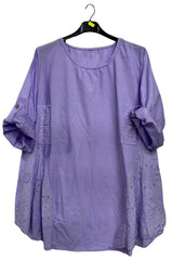 Plain Crochet Patch Pockets Cotton Top