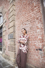 Rose Flower Print Soft Knit Top