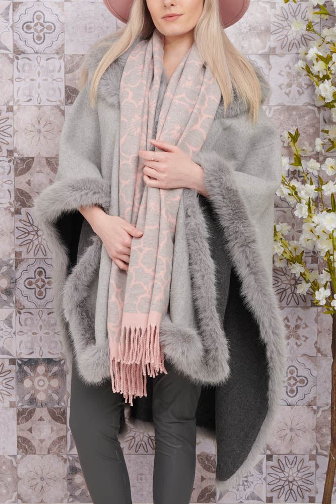Plain Faux Fur Poncho