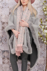 Plain Faux Fur Poncho