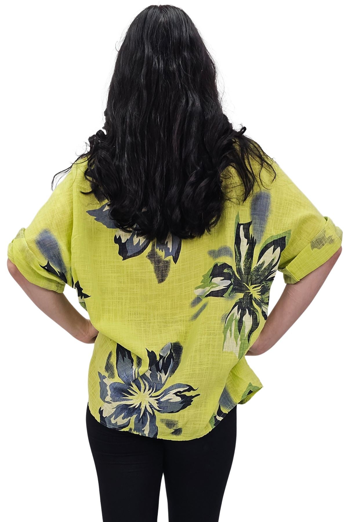 Floral Print Tunic Necklace Cotton Top