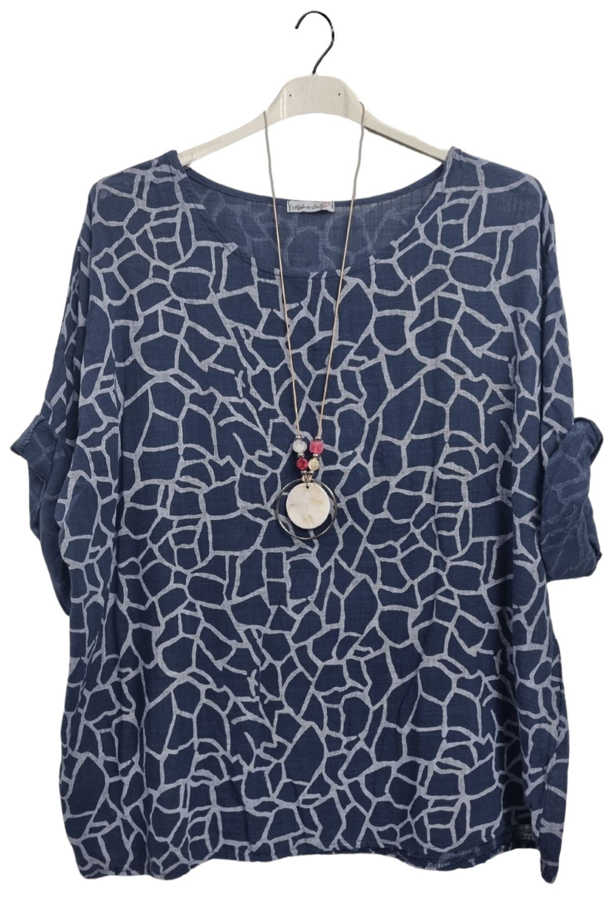 Giraffe Print Necklace Cotton Top