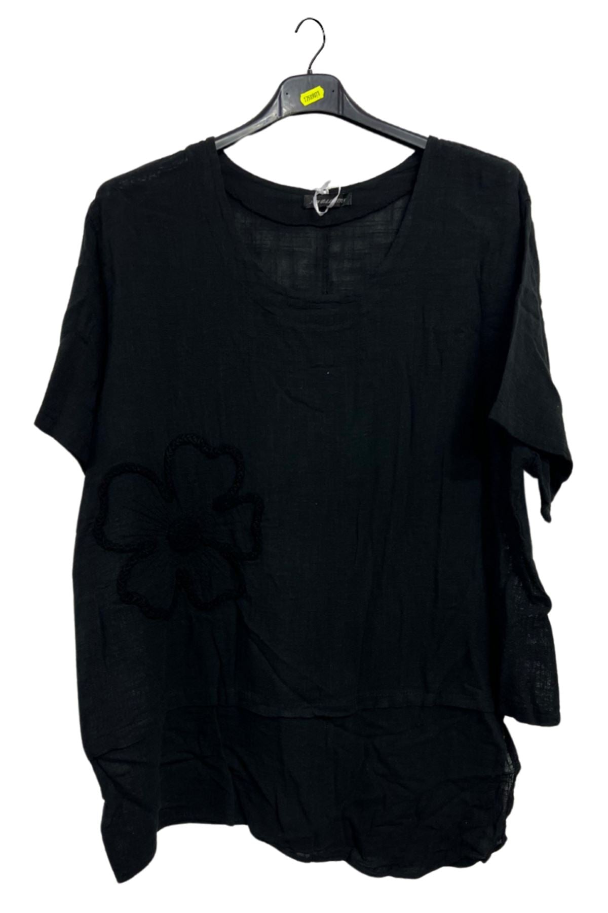 Plain Embroidered Floral Applique Cotton Top
