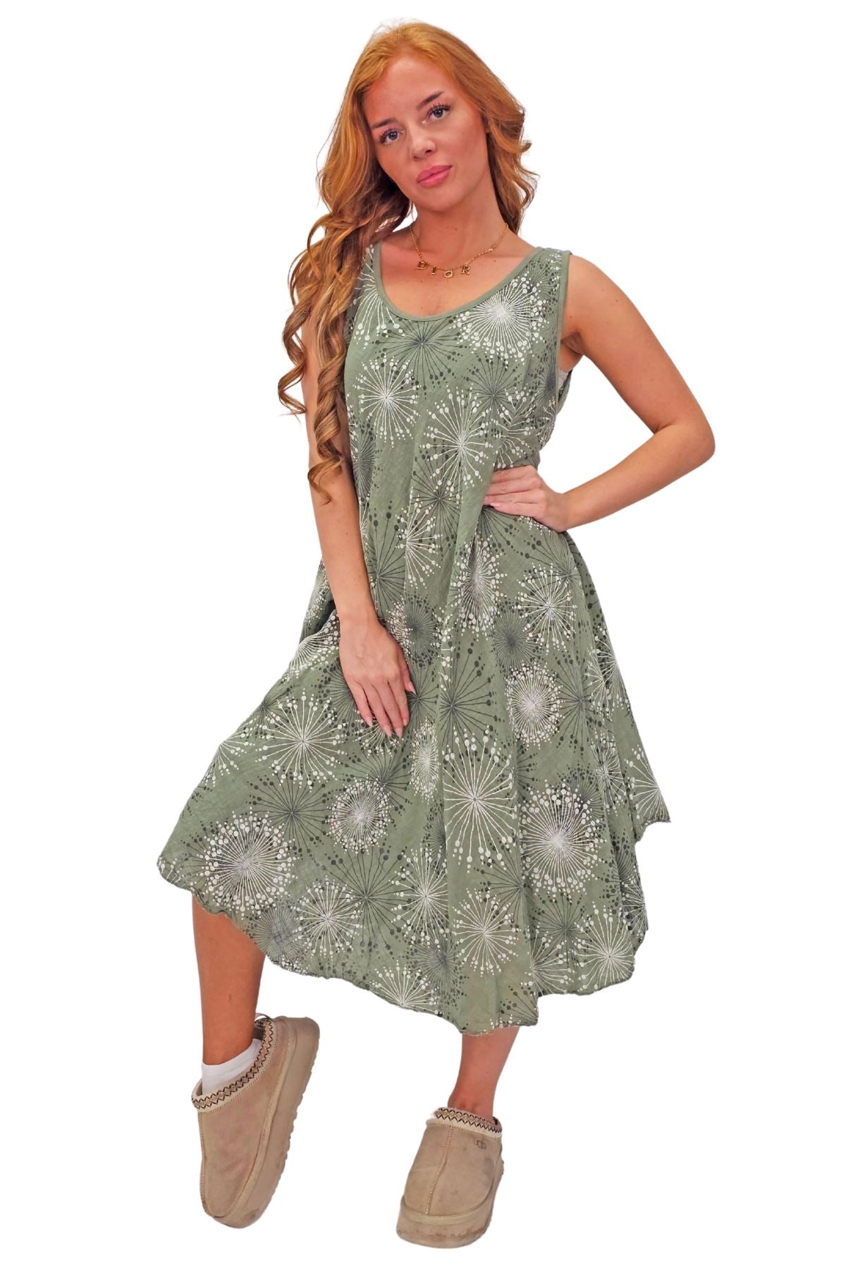 Abstract Firework Print Cotton Dress