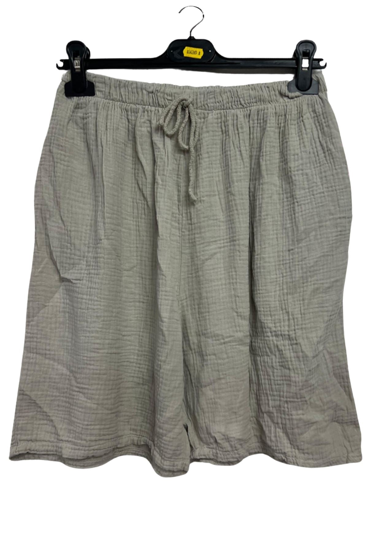 Plain Drawstring Waist Side Pockets Cotton Shorts