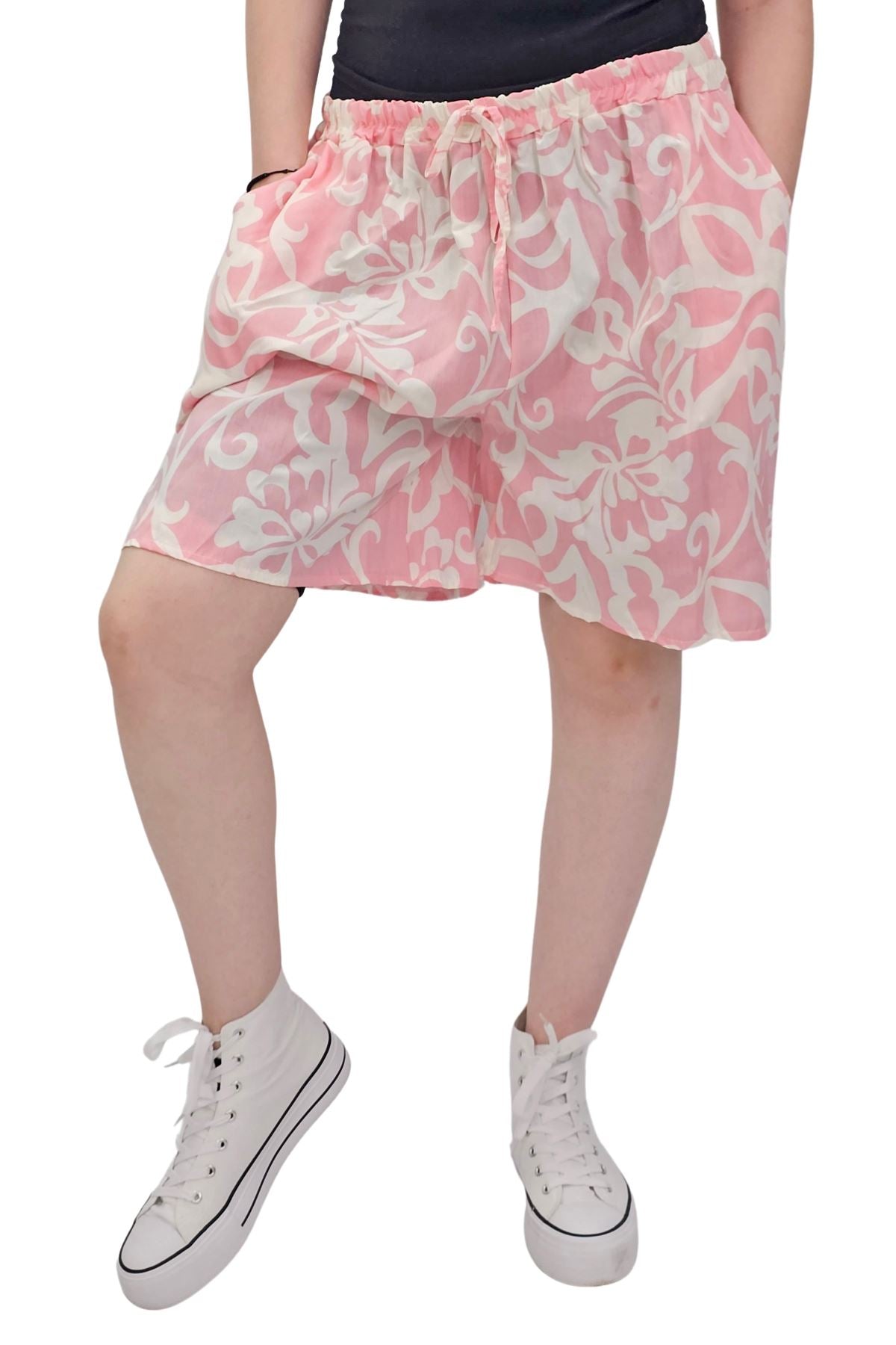 Bold Tropical Print High-Waisted Shorts