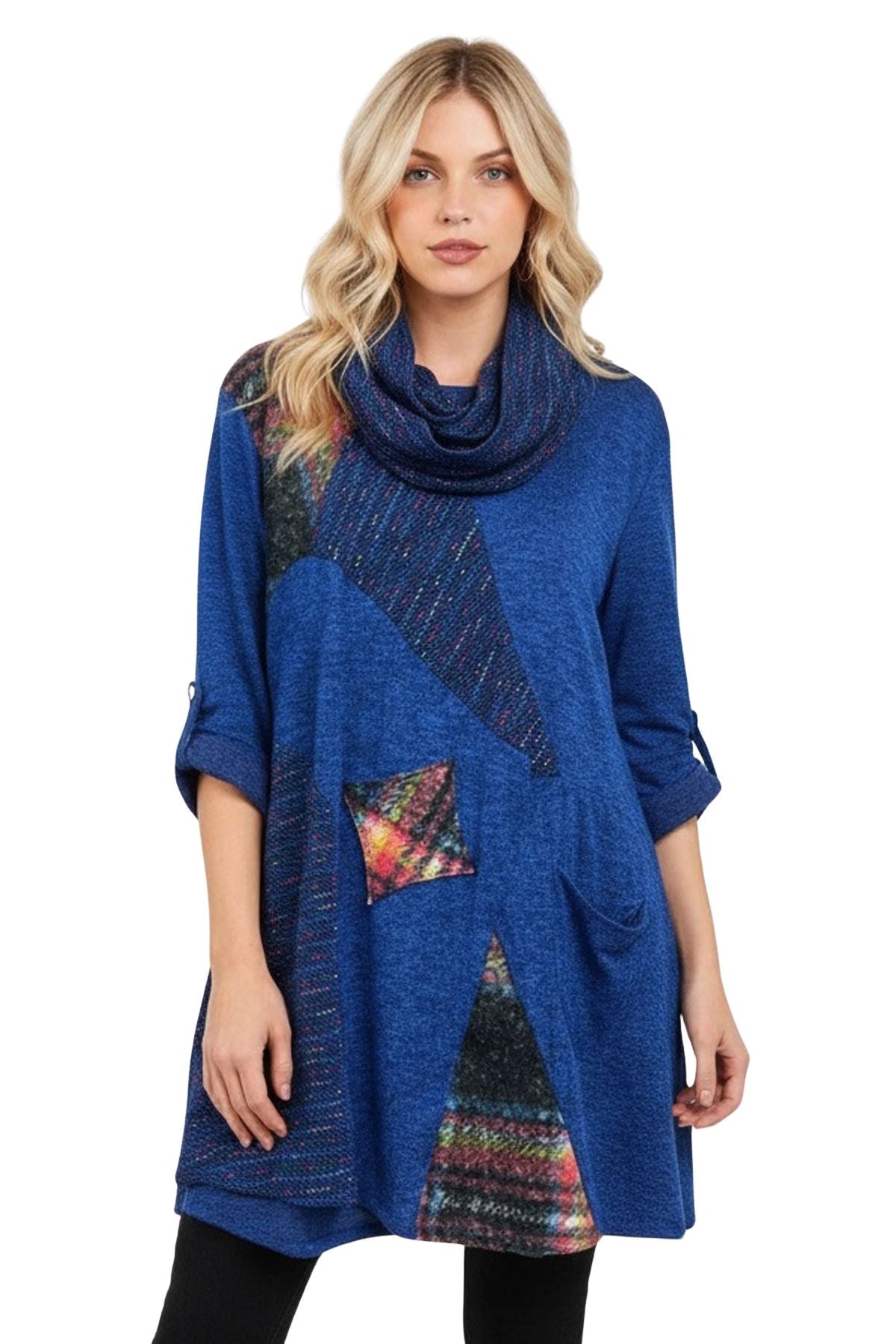 multi color patch top