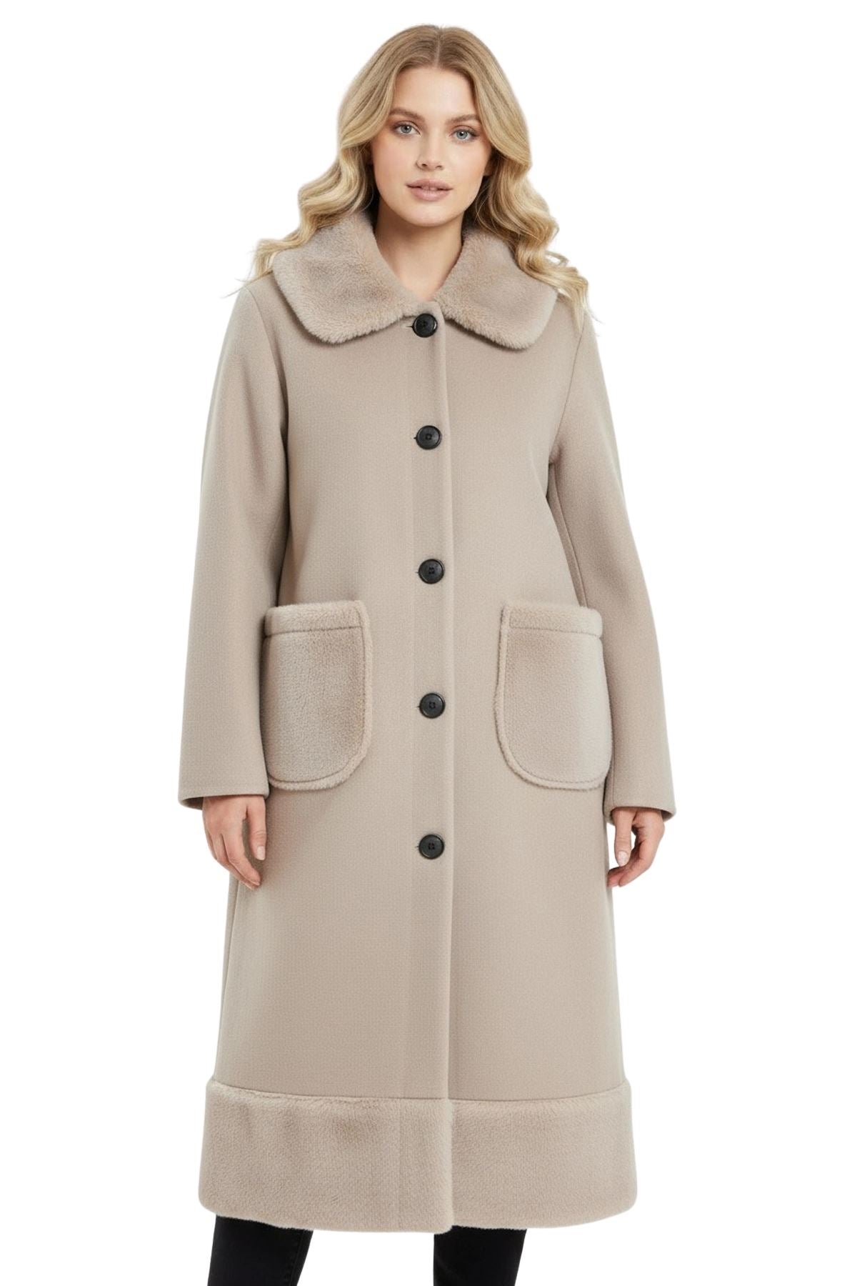 plain faux fur longline coat