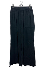Plain Side Pockets Wide Leg Cotton Palazzo