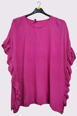 Plain Side Ruffle Detail Oversized Top
