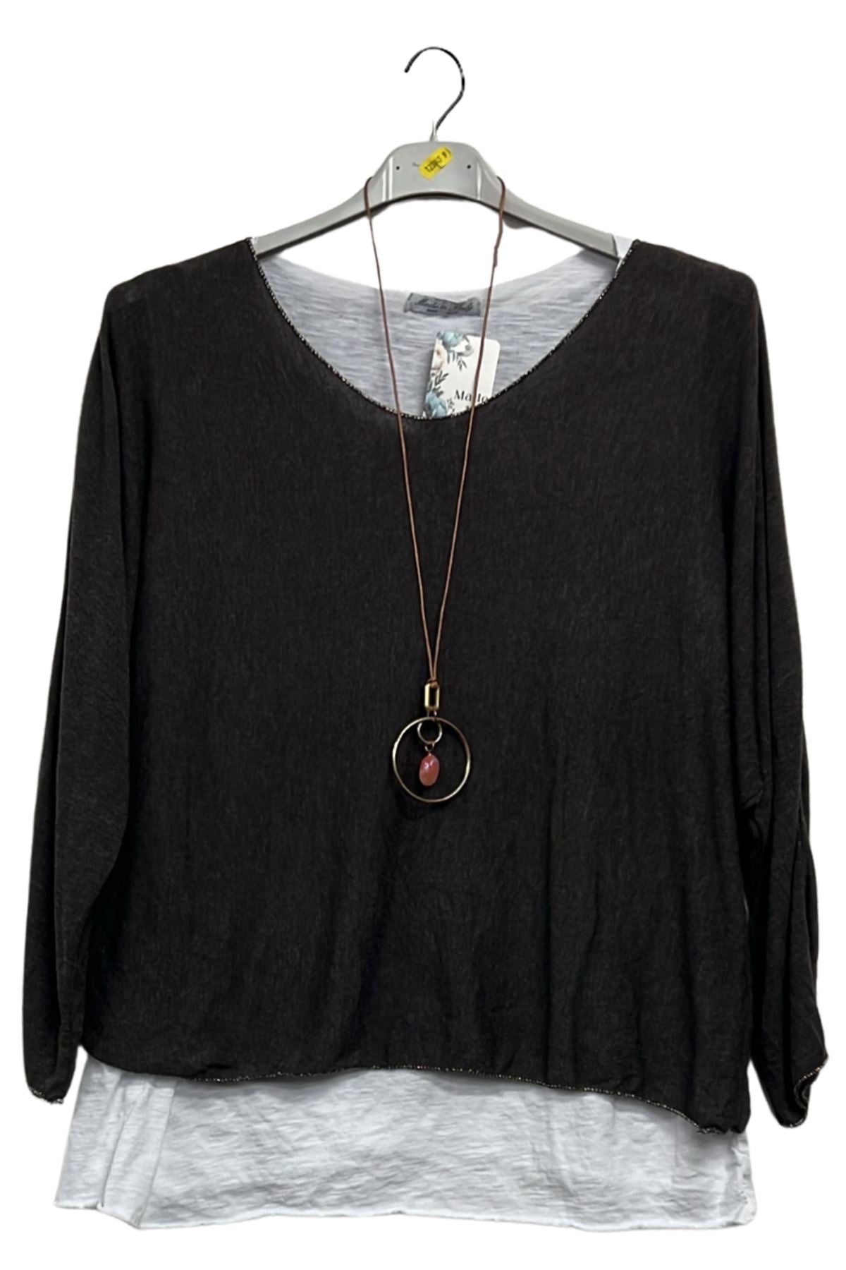Plain Layered Hem Tunic Cotton Top