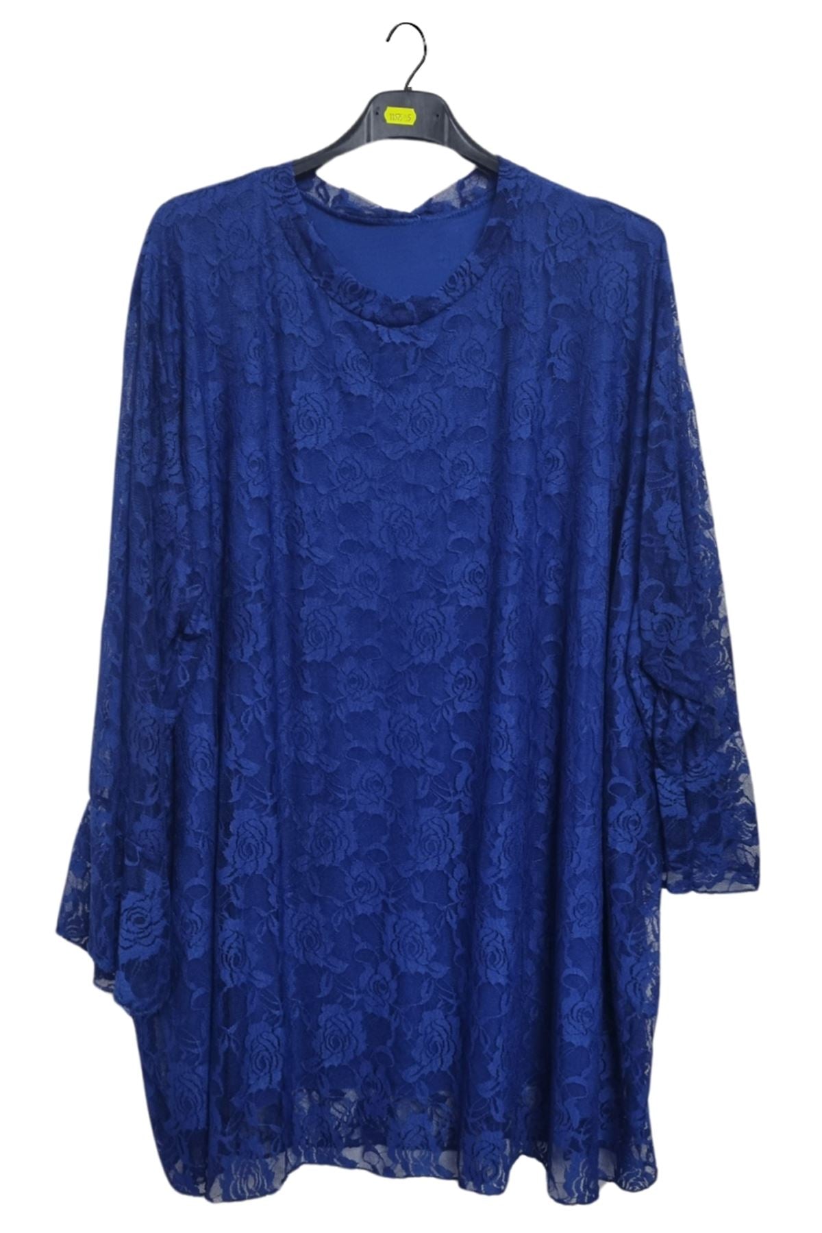 Floral Lace Overlay Pattern Slightly Asymmetrical Hemline Top