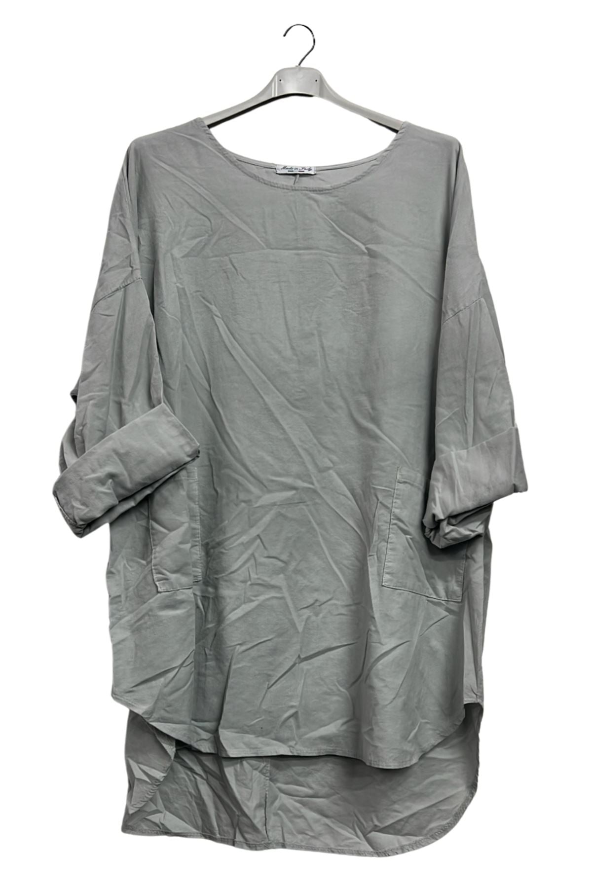 Plain Rounded Edges High Low Hem Cotton Top