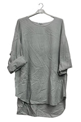 Plain Rounded Edges High Low Hem Cotton Top