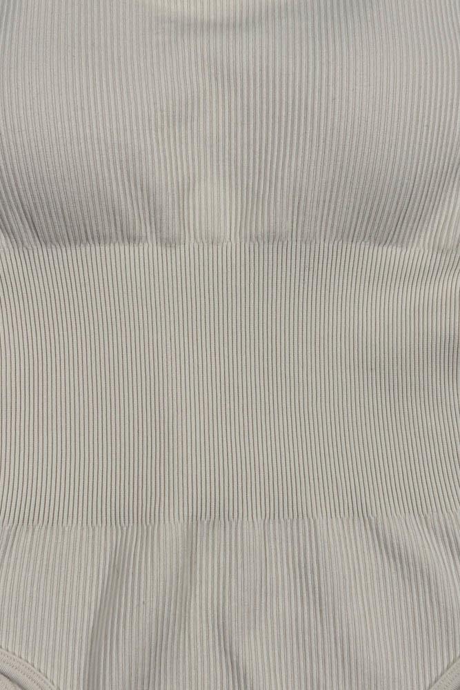 Plain Seamless Ribbed Nylon Bodysuit