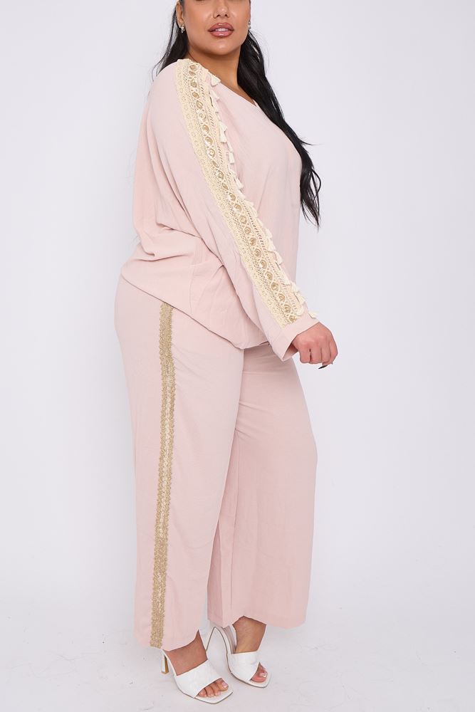 Plain Side Tassel Lace Co-Ord Set
