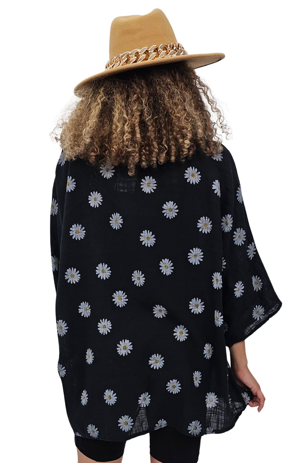 Daisy Flower Print Necklace Cotton Top