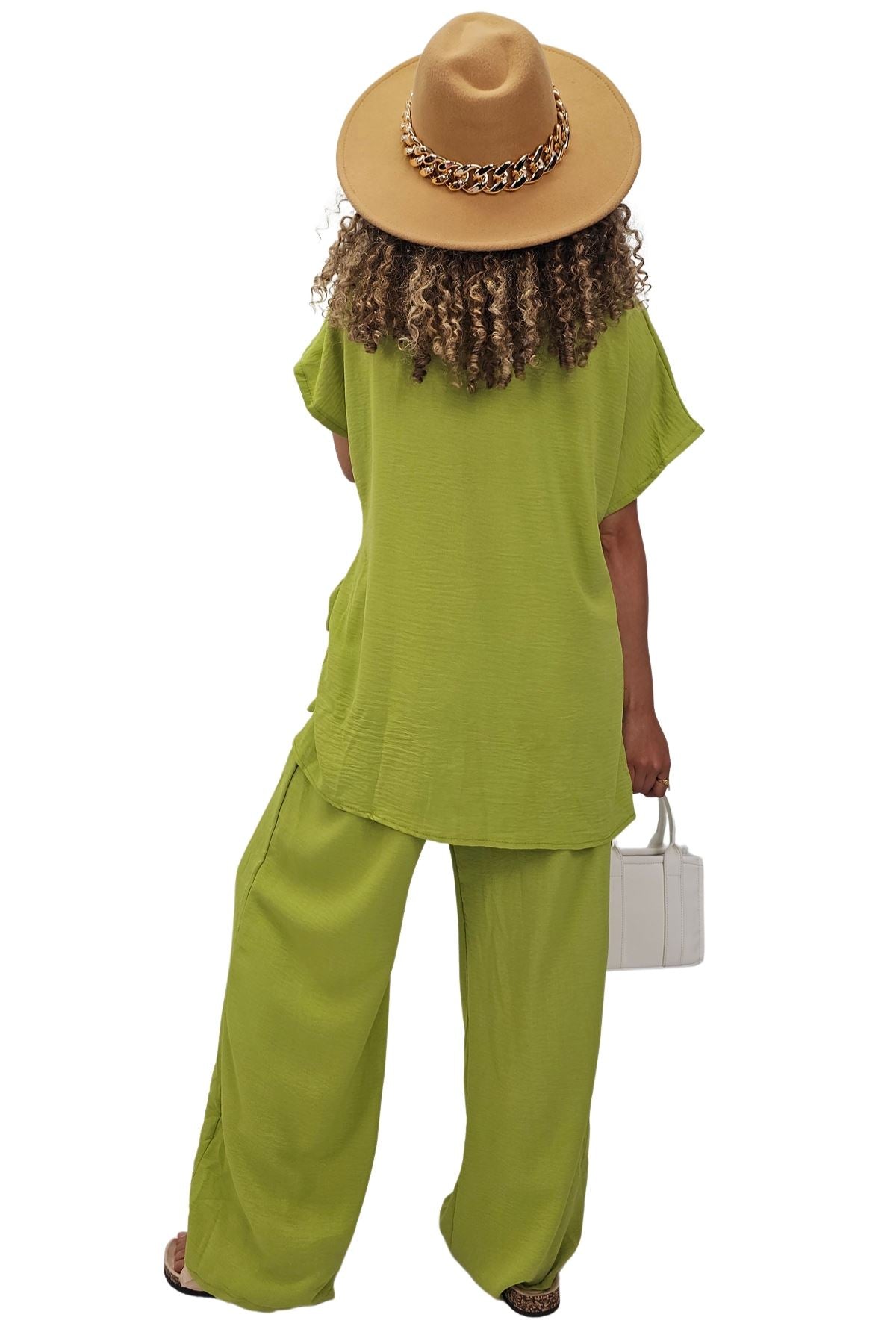 Plain Side Tie Detail Drawstring Waistband Co-Ord Set