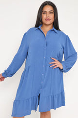 Plain Button Up Tiered Shirt