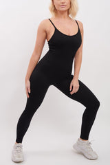 Ribbed Strappy Nylon Jumpsuit