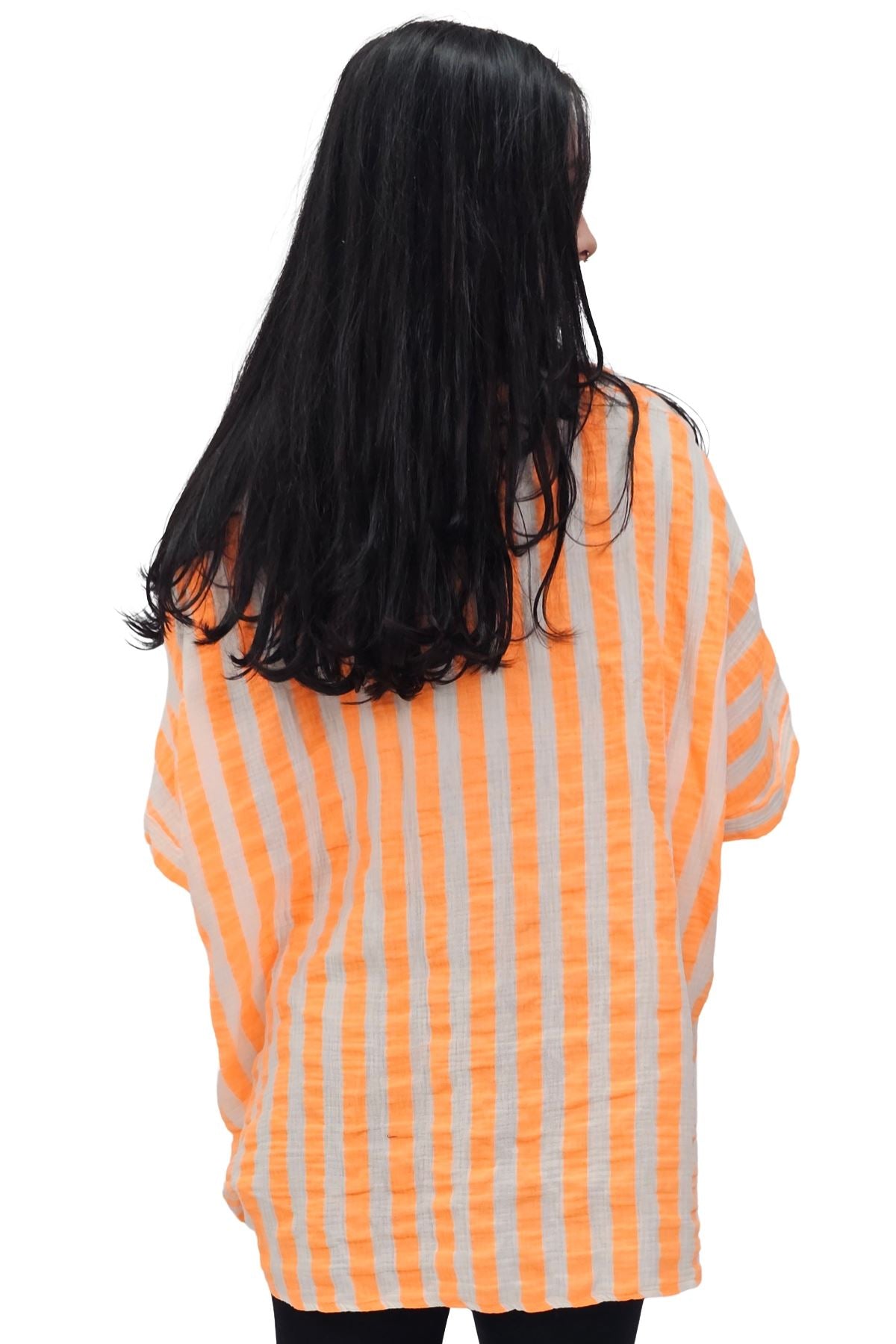 Vertical Stripes Print Front Button Down Cotton Shirt