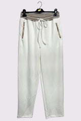 Plain Drawstring Waistband Zip Pockets Trousers