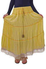 Gold Stripe Pattern Layered Maxi Skirt