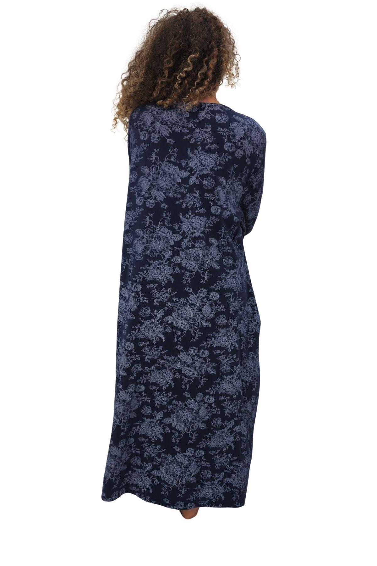 Floral Print Baggy Long Style Cotton Dress