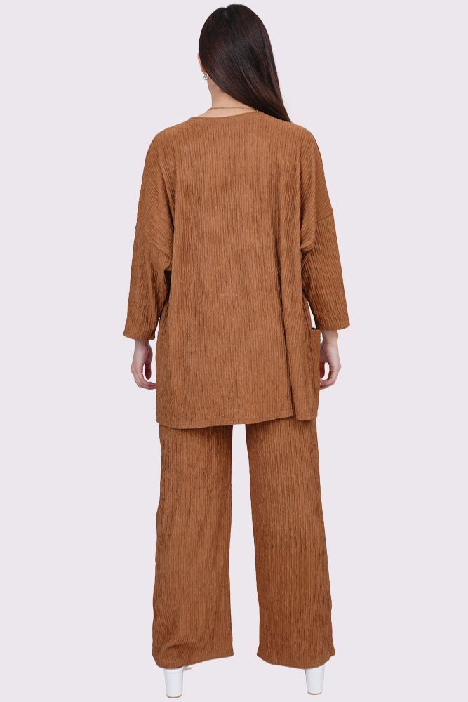 Plain Open Front Drawstring Waistband Co-Ord Set