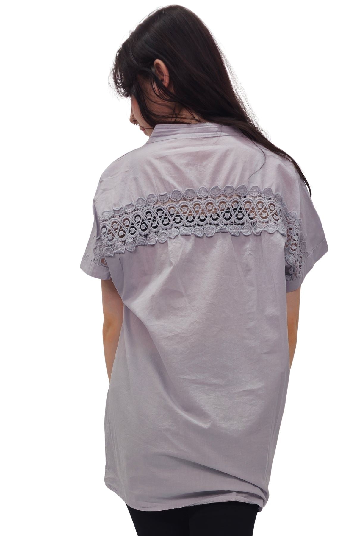 Plain Button-Down Front Cotton Shirt