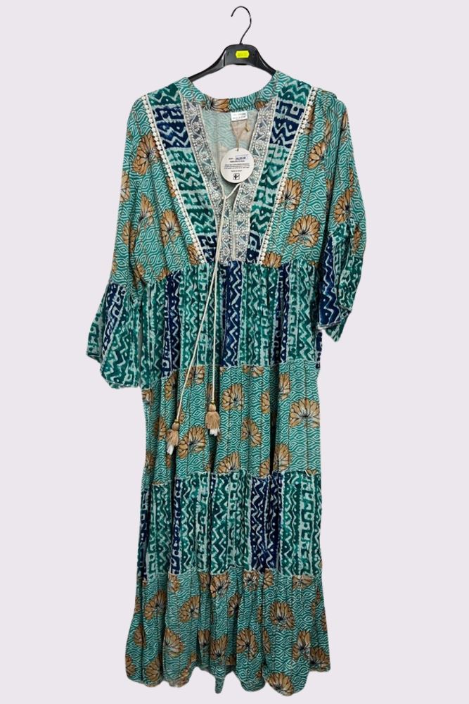 Multi Print Bohemian Maxi Style Dress