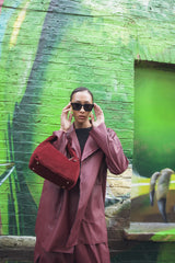 Plain Open-Front Faux Leather Jacket