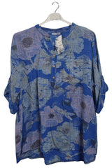 Floral Print Chest Pocket Oversized Tunic Cotton Top