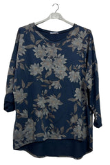 Floral Print High Low Hem Cotton Top