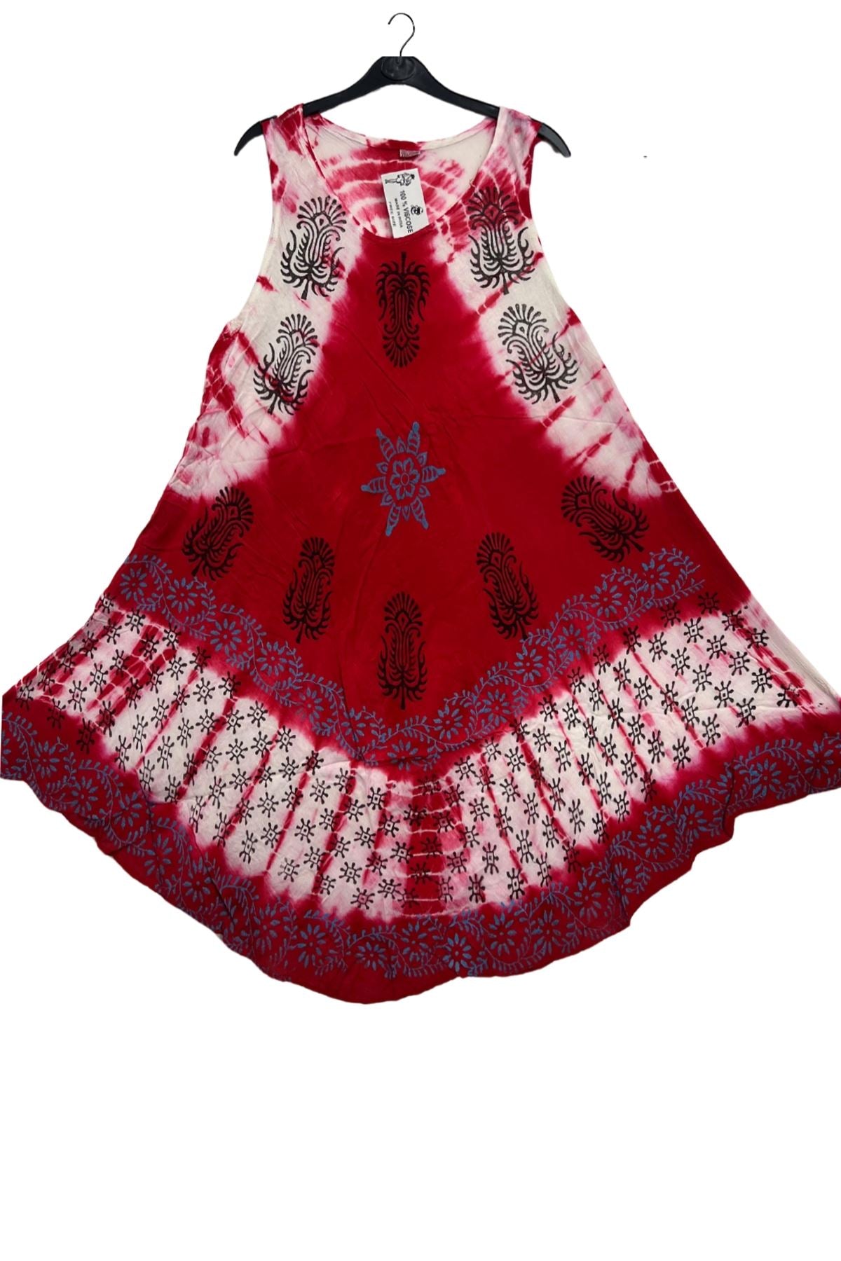 Batik-Styke Block Print Umbrella Style Dress