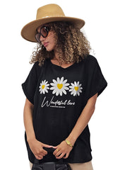 Daisy Flower Print Tunic Cotton Top