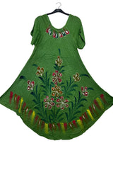 Floral Pattern Rainbow Strokes Asymmetrical Hemline Dress