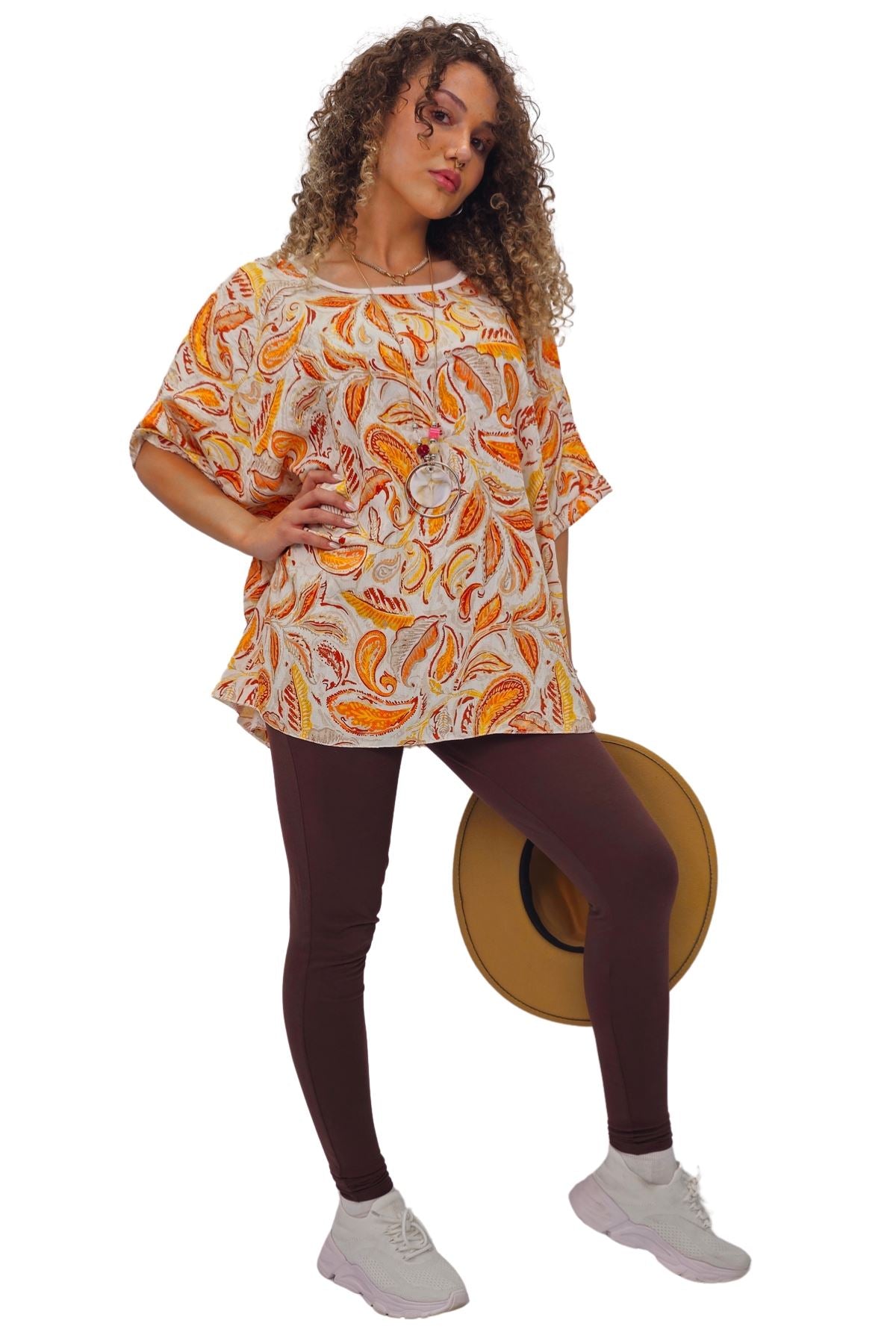 Paisley Print Oversized Tunic Top