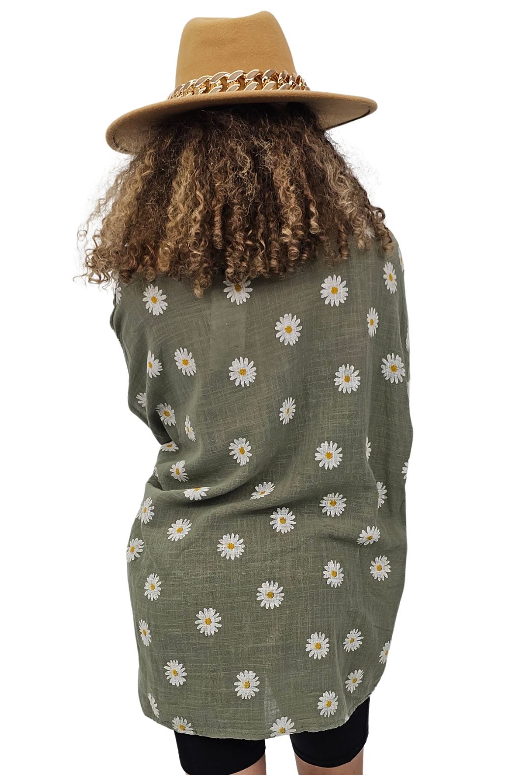 Daisy Flower Print Necklace Cotton Top