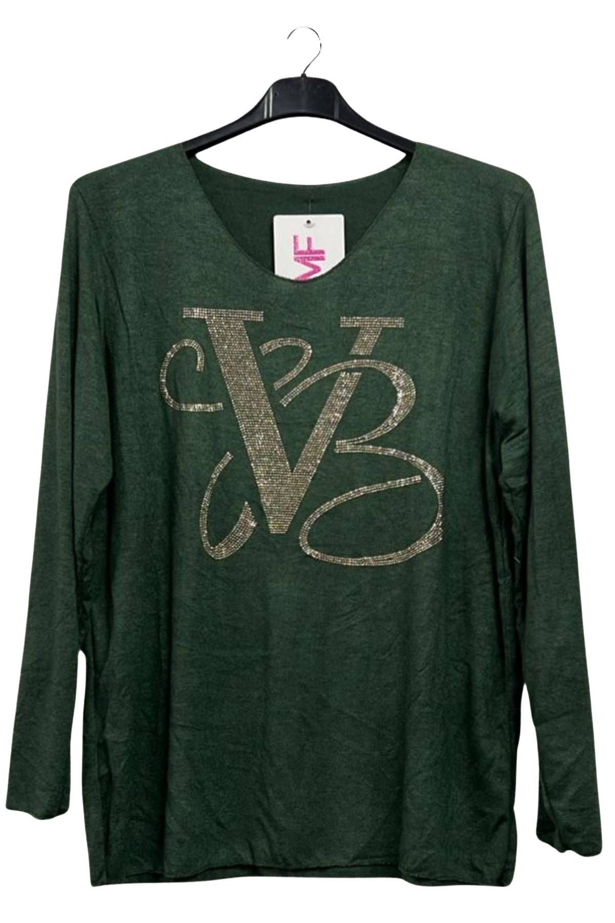 Glitter VB Pattern Soft Knit Tunic Top
