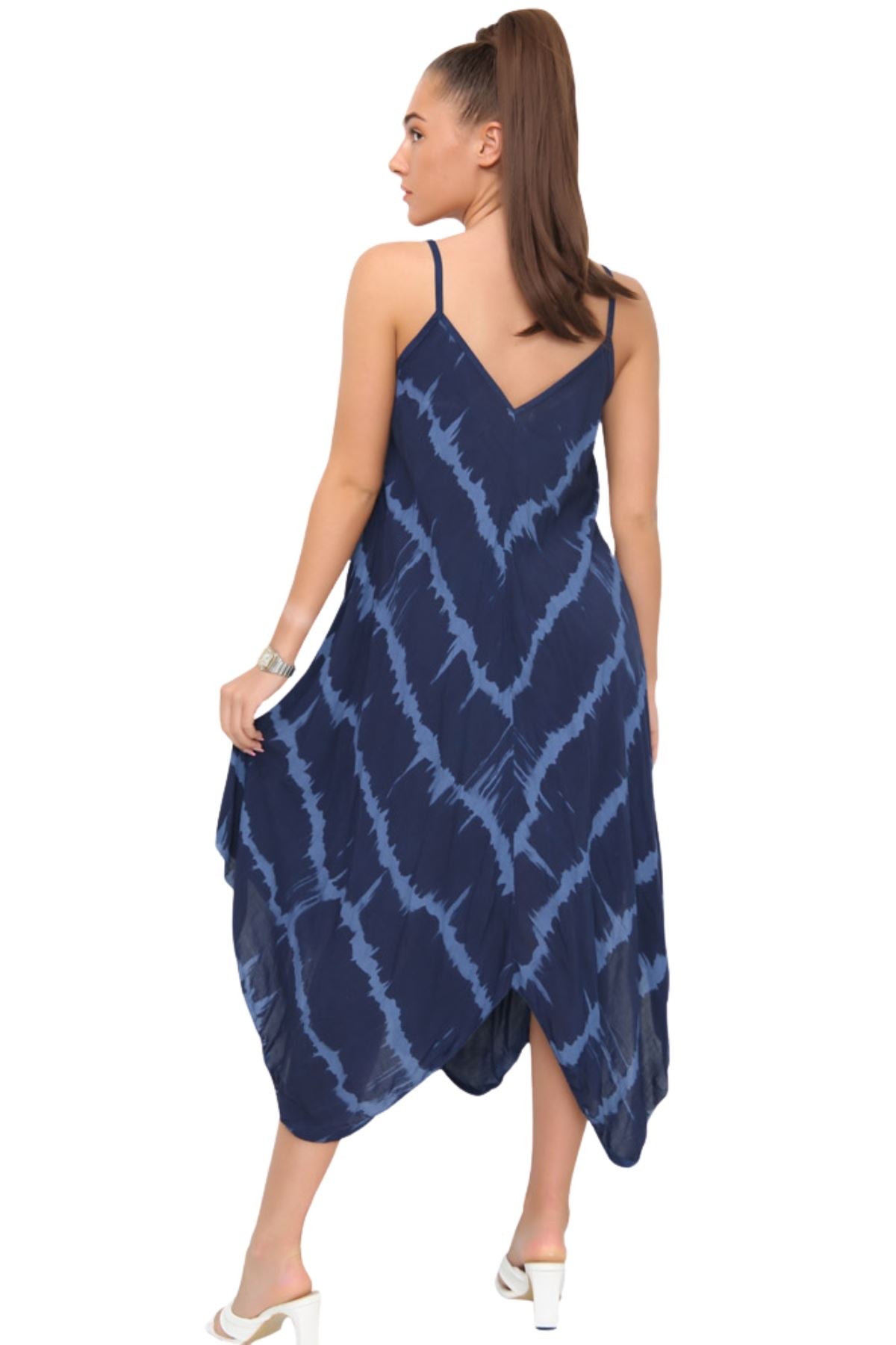 Tie Dye Print Draped Hem Dress