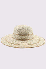 Contrast Edge Straw Trim Floppy Hat